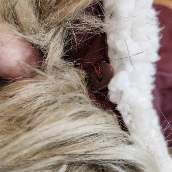 AMERICAN RAG Burgundy Red Hooded Parka Pockets Faux Fur Winter Womens Small S - Picture 10 of 12